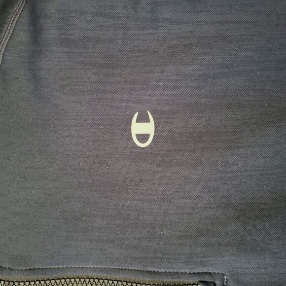 Champion Elite 1/4 Zip Hoodie Mens M Blue Athleisure Kangaroo Pocket Long Sleeve - Picture 3 of 7